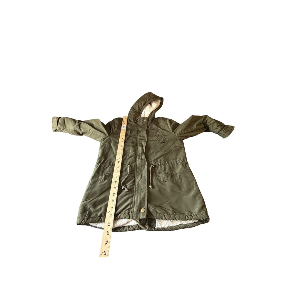 Copper Key Girls Olive Green Faux Shearling Lined Hooded Parka Jacket Size Large - Picture 2 of 6